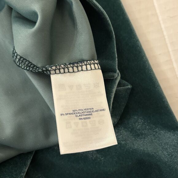 Lands End Women's Small Velvet/Velour Top Green V-Neck 3/4 Sleeve Jewel Romantic - Picture 8 of 12